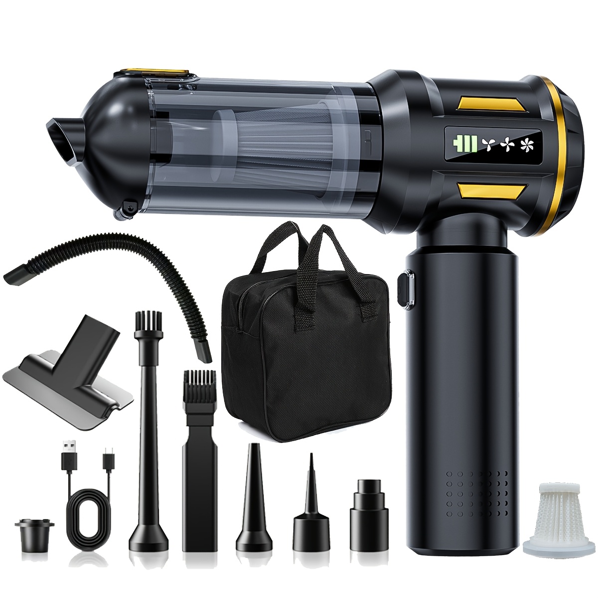 E-shop QILIEASY: 2026 NEU 20000Pa Leistungsstarker Handstaubsauger, 4-in-1 Leichter Staubsauger-Gebläse und Staubsauger, LED-Anzeige, USB