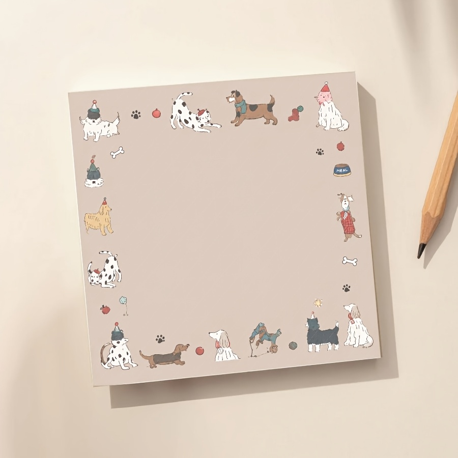 TEMU Bloc-notes Chien, Motif de Bordure avec Chiot de Dessin Animé, Grand 'Écriture pour l'École, , , la Planification et