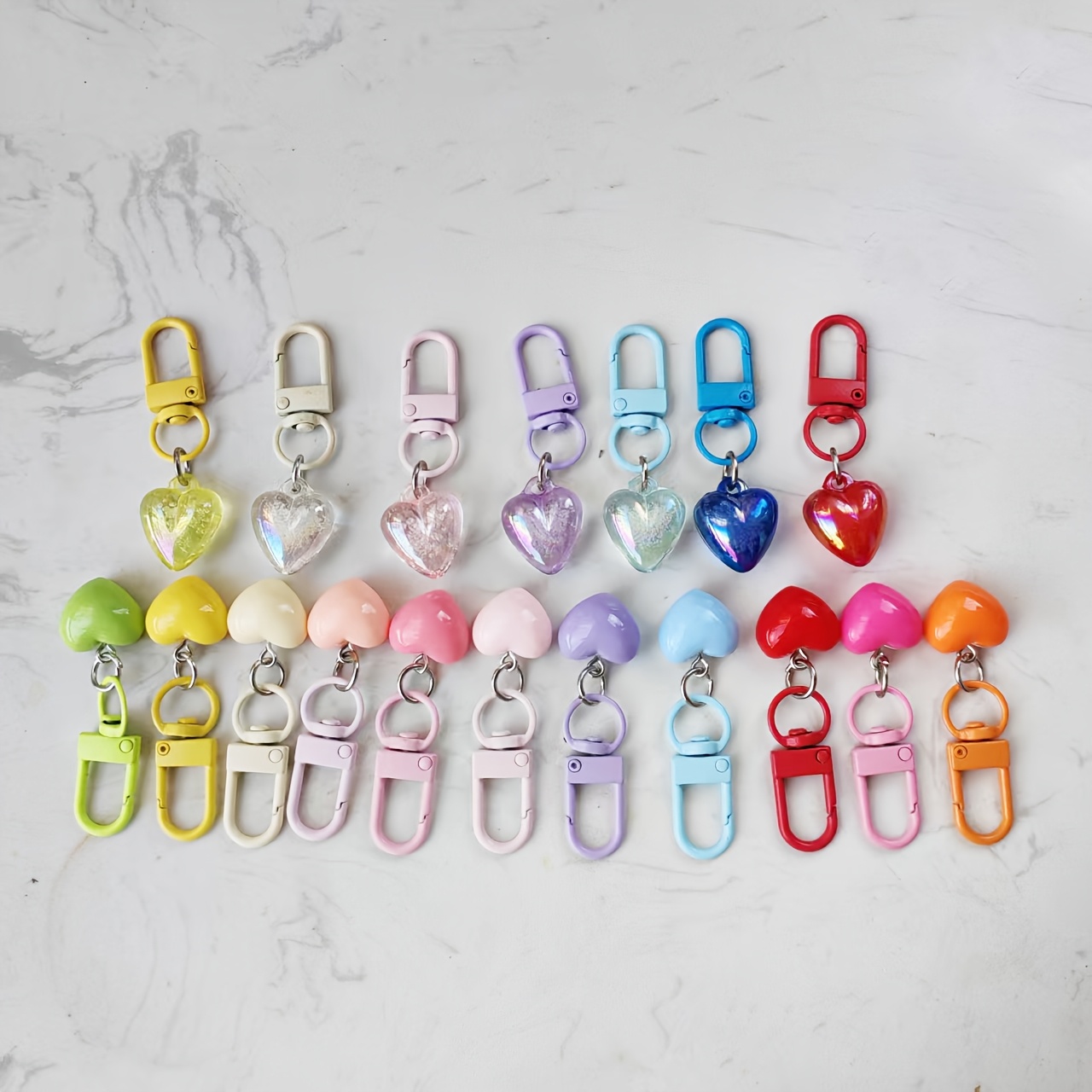 TEMU 13pcs/ 18pcs Cute Chubby Macaron Heart Keychain Colorful Solid Bubble Heart Key Ring Aesthetic Kawaii Bag Pendant Y2k Trendy Backpack Decor Gift