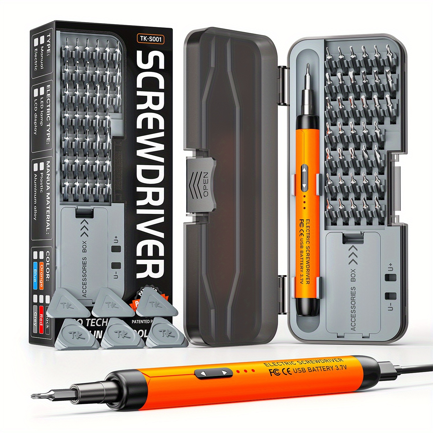 E-shop 46-in-1 Akku-Schrauber mit 38 magnetischen Bohrern, USB-Akku-Bohrer, wiederaufladbarer Lithium-Akku, geeignet für Zuhause, Schrauben, Nägel,