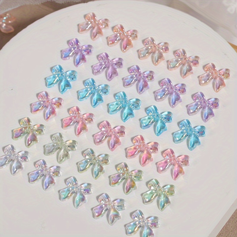 

50pcs/sac Nœud Papillon Transparent Charme d'Art d'Ongle Holographique Style Y2K Nœud Papillon d'Ongle Mignon Bijoux d'Ongle en Résine pour Femmes Décoration d'Ongle