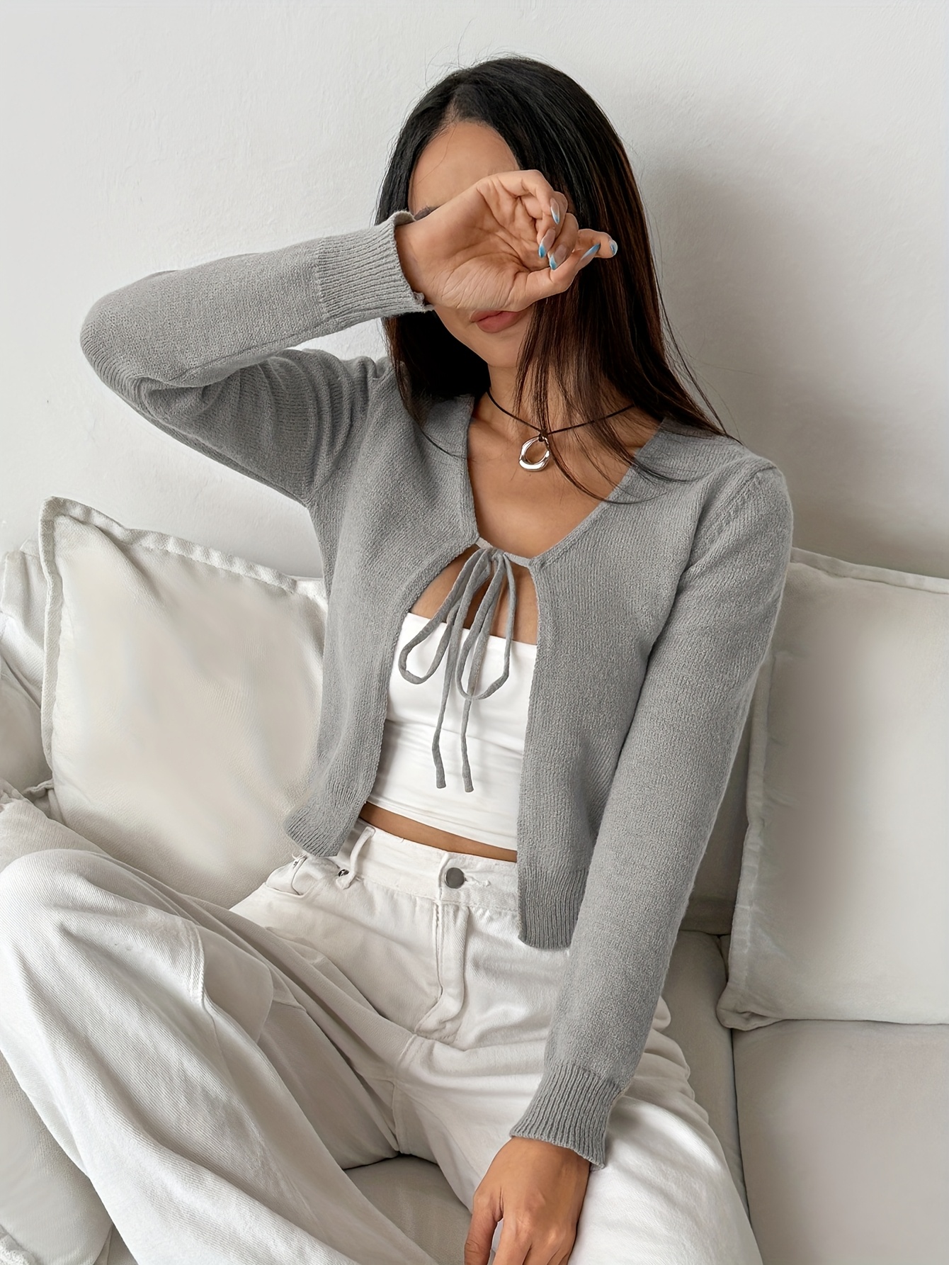 elegante acryl strickjacke damen v ausschnitt langarm Temu Austria