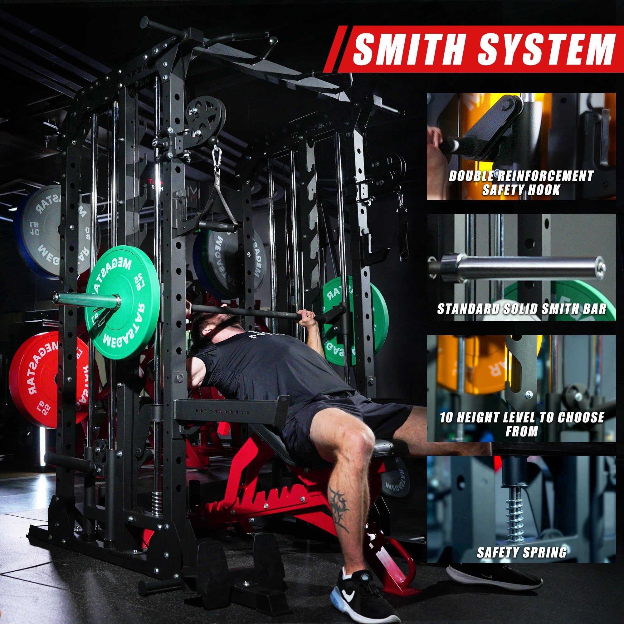 machine for home gym 2000lbs capacity all in one power rack with cable crossover pull up bar dip station   18 attachments Product details 8