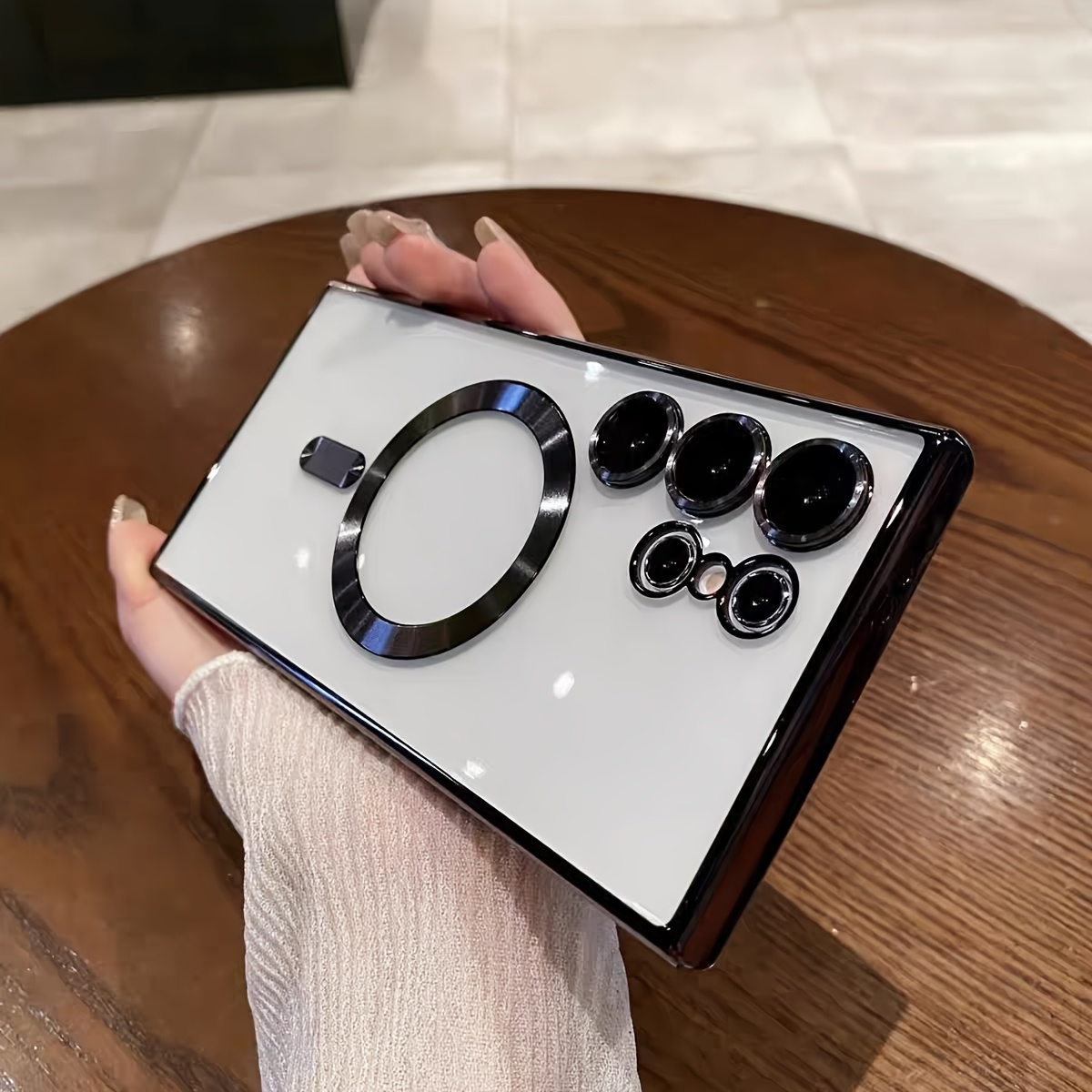 TEMU Phone Case - New Magnetic Phone Case, Officially Licensed By Miniso, Built-in Lens Protector, Fashionable Luxury , , Unisex, Wireless Charging