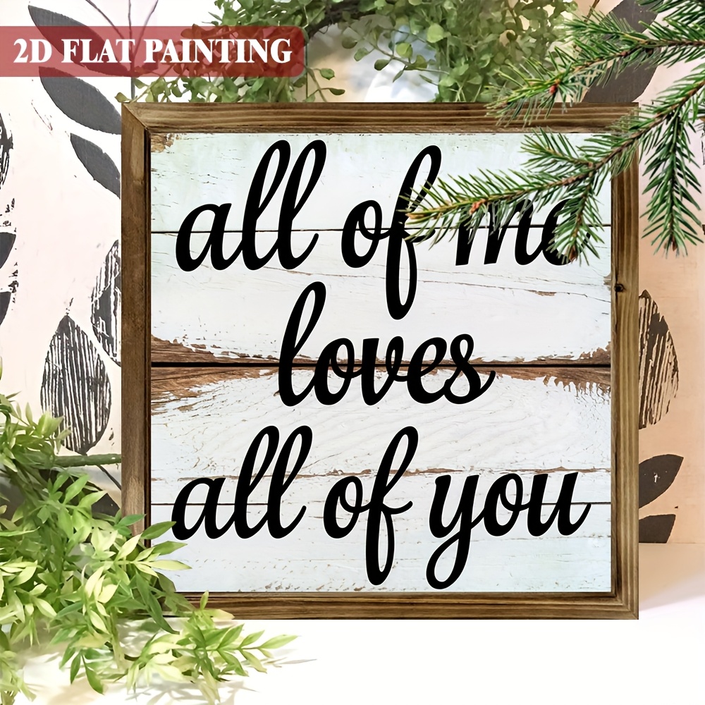 TEMU 2d Flat, 1pc Rustic " " Wooden Wall Sign - 8x8 Inch Farmhouse Wedding & With Distressed White Paint & Natural Wood Frame, Recycled Wood Art For