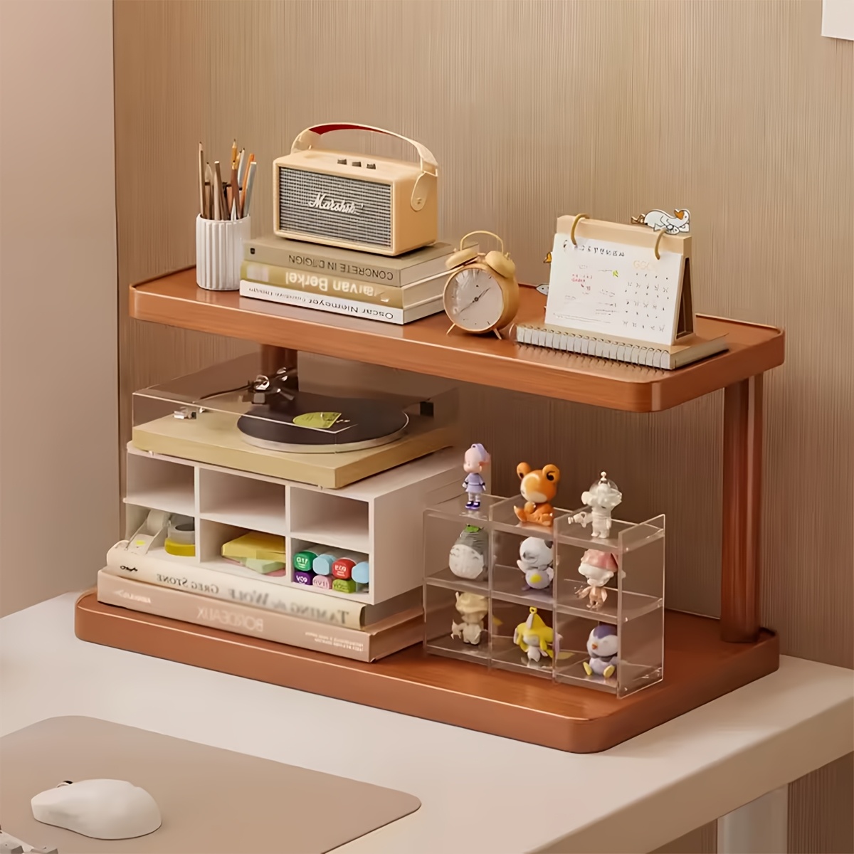 TEMU 1pc 2-tier Desktop Storage Rack Space-saving Style For Small Apartments/narrow Desks Cup/condiments/stationery Storage Space-saving For