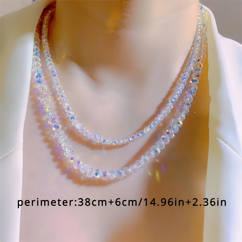 Double Layer Artificial Crystal Bead Necklace for Women