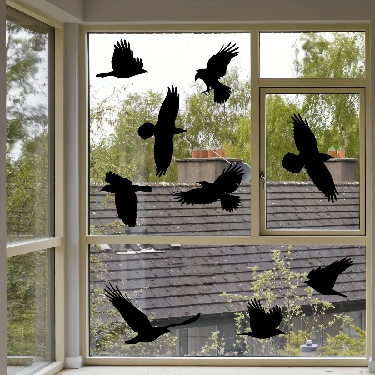 Set Of 16 Bird Stickers Designed To Prevent With Windows And Glass Doors, Made From Black Vinyl To Help Protect Birds From