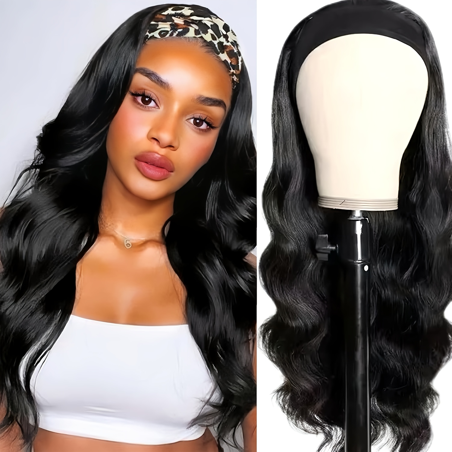 Headband Wig Human Hair Body Wave None Lace Front Wig Human Hair Machine Made Wigs Glueless Body Wave Hair Headband Wigs For Women