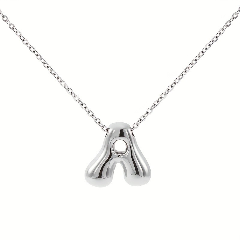 Stainless Steel 26-letter Pendant Necklace With Smooth , Minimalist Collarbone Chain For Men And Women - Casual Attire Gift