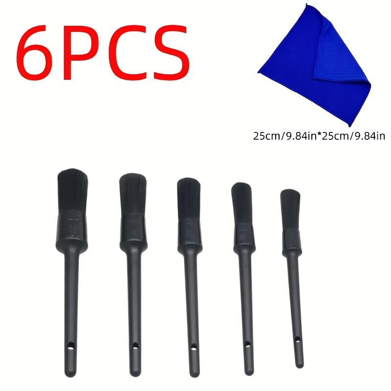 6pcs Nylon Car Detail Brush Set, Dashboard Exhaust Wheel Car Brush, Home Outdoor Toilet Cleaning