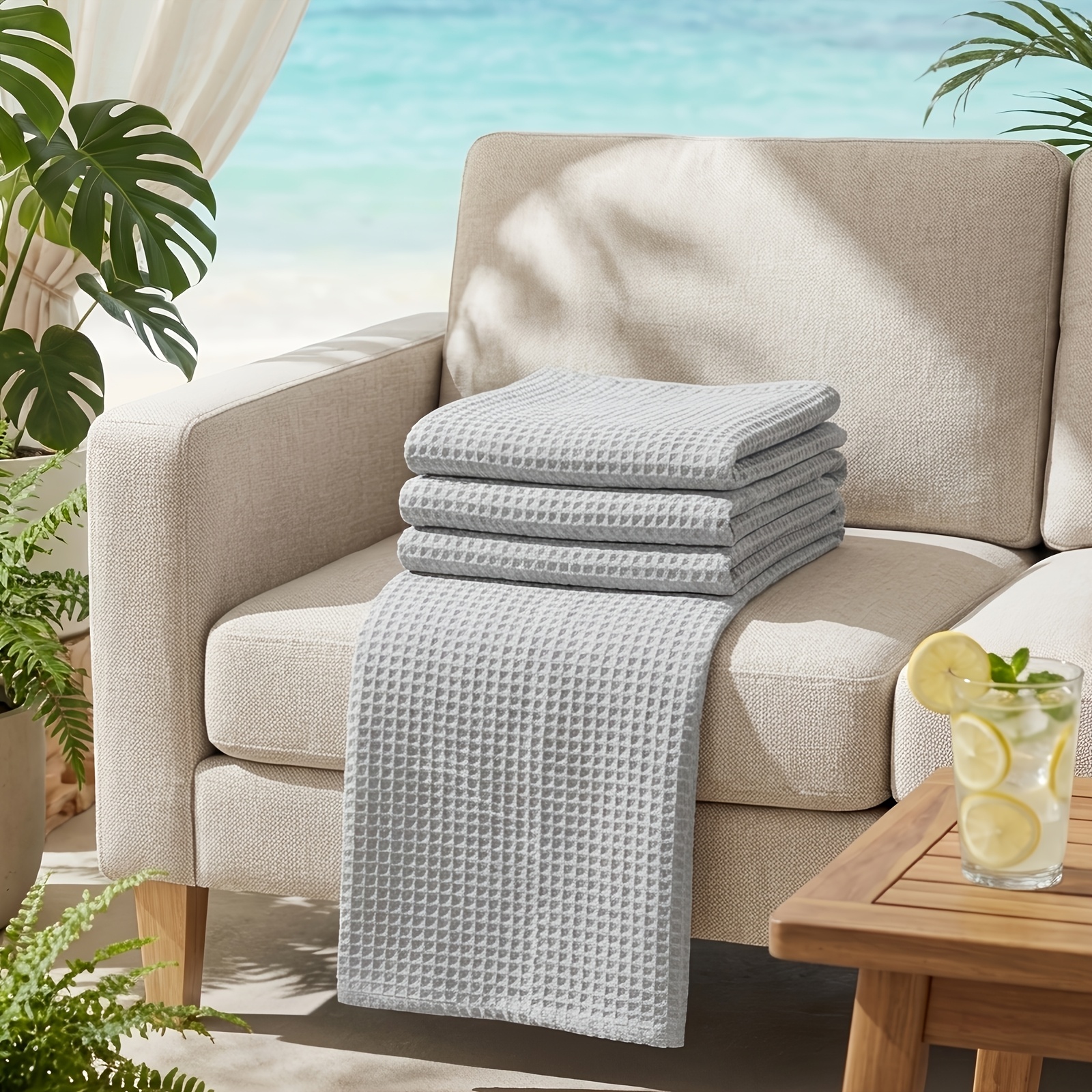 Cozy Waffle Blanket For Home - , Breathable, Lightweight & Skin-friendly, Usable All Year Round, Elegant Decoration For Couch, Bed, Sofa & Car Travel.