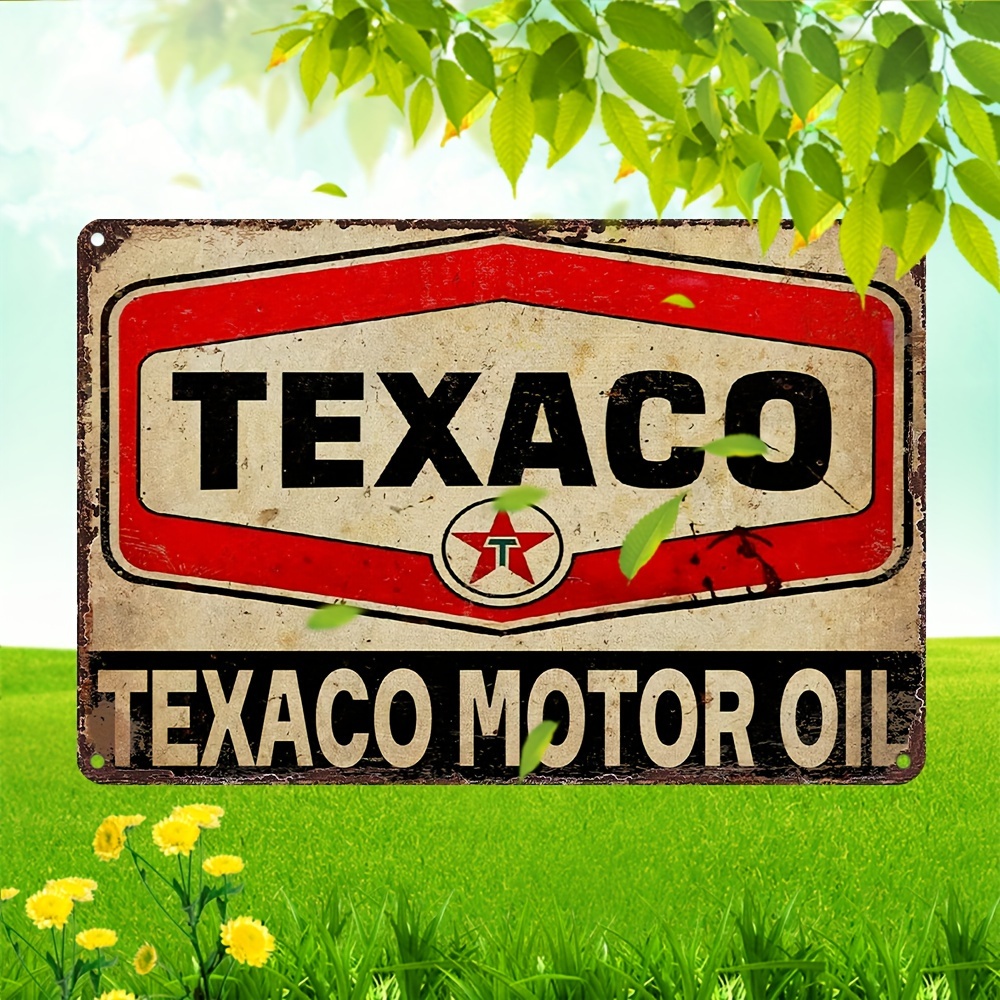 

Texaco Motor Oil Vintage Metal Sign - 8x12 Inch Aluminum Decorative Plaque For Home, Office, Bar, Cafe | Weather-resistant, Waterproof, Pre-drilled Wall Hanging Art For Indoor & Outdoor Use