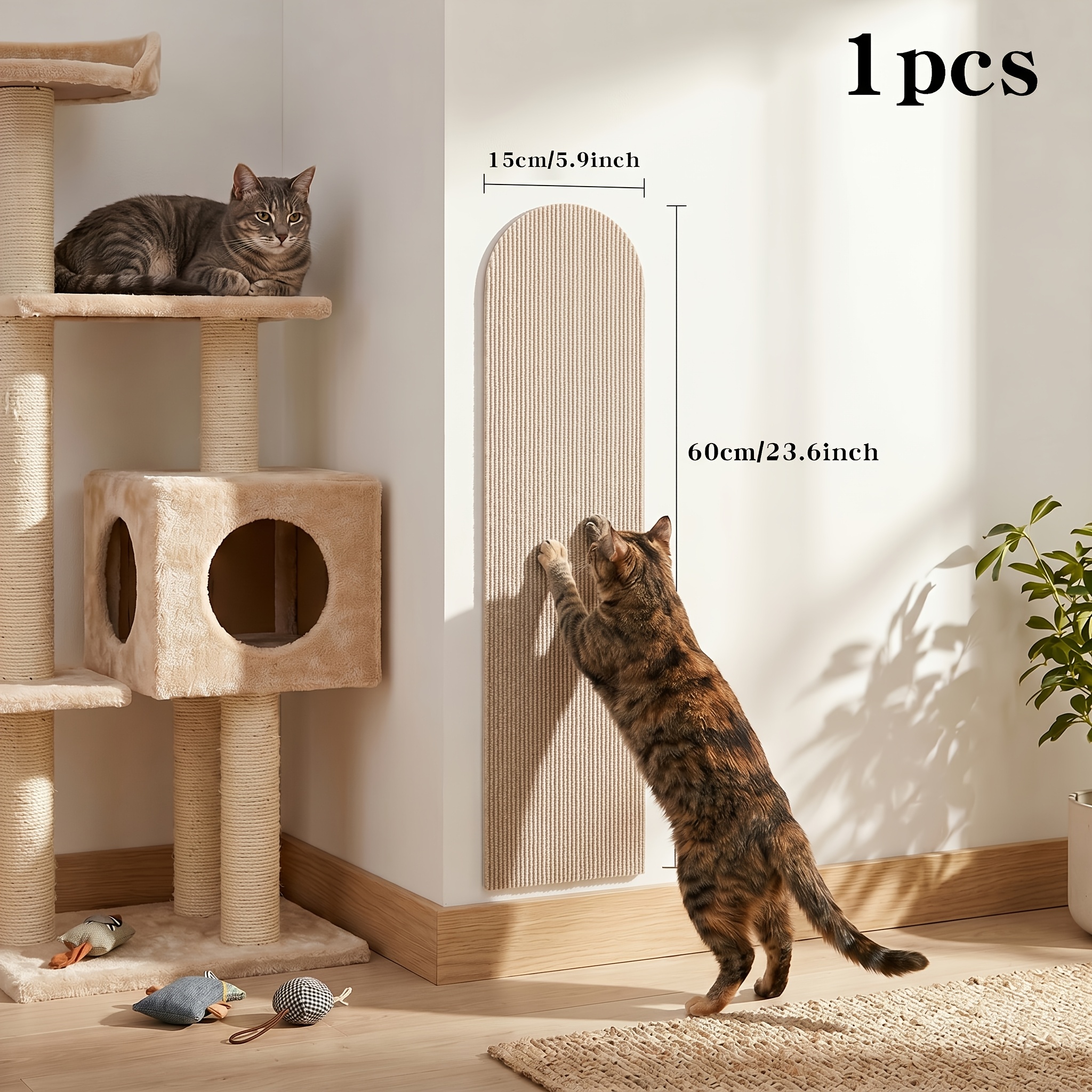 TEMU Autocollants muraux -griffures pour chat auto-adhésifs, un protecteur de meubles pour les propriétaires de chats. Fabriqués en tissu résistant à