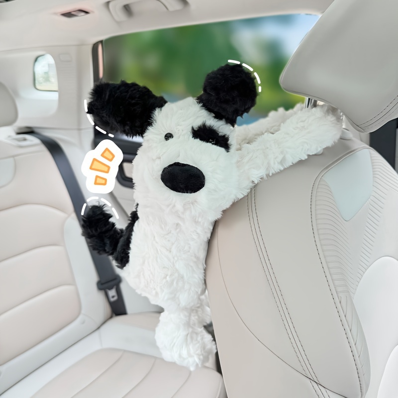 

Cute Cartoon Dog Car Tissue Holder Box, Cotton Creative Puppy Design, Hanging Backseat Accessory For Storage And Decoration – Plush Vehicle Tissue Dispenser