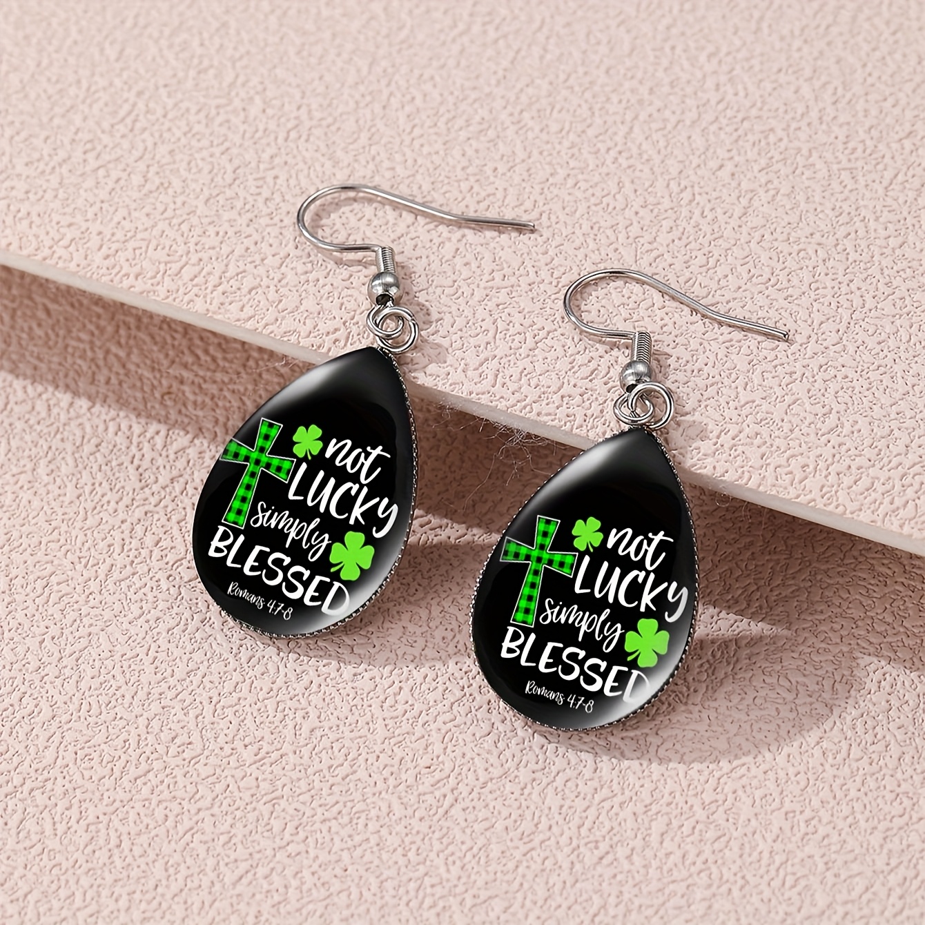 Simple Blessing St. Patrick's Day Cross Earrings
