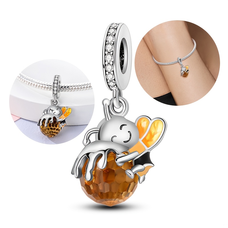 Image of Handmade Jewelry Making Craft Kit With Charms Pendants - Silvery Plated Honey Jar Additions For Bracelets And Necklaces Valentine's Day Gift