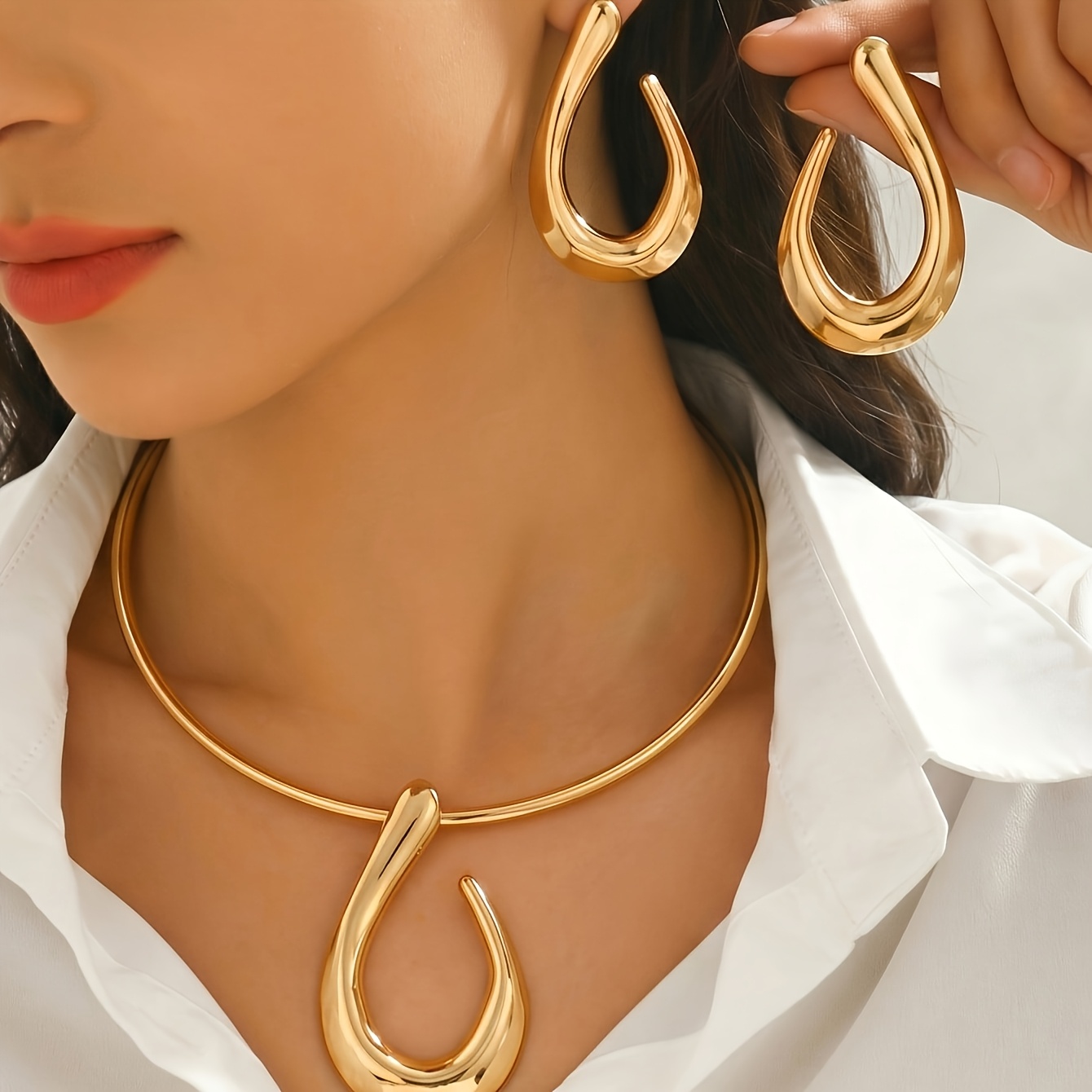 TEMU 2pcs Set, Irregular-shaped Single-layer Elegant, Simple, And Stylish Set, Suitable For Daily Wear, Versatile For Parties