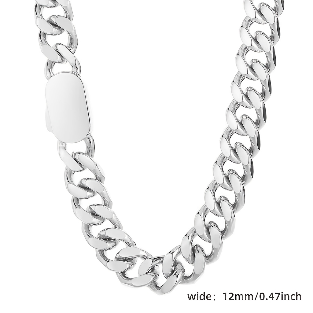 Men's Polished Stainless Steel Cuban Link Chain Necklace