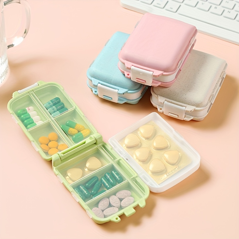 

1 Portable Medicine Box, Foldable With 8 Storage Compartments, Suitable For Work, , And Travel