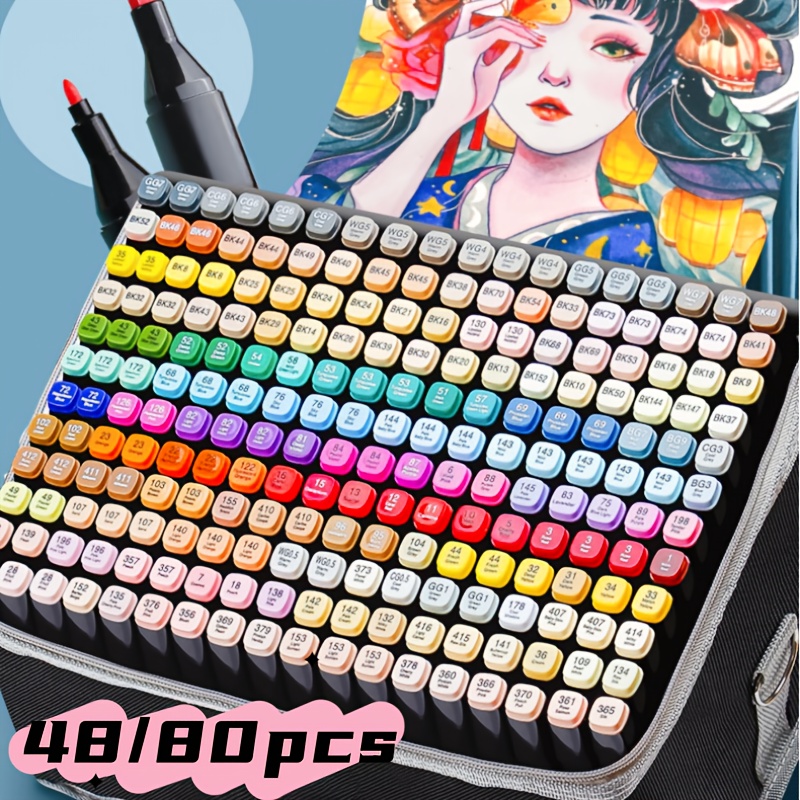 

48/80pcs Double-ended Artistic Marker Pens Set, High Pigment, , Ideal For Artists & Artworks, Art Set