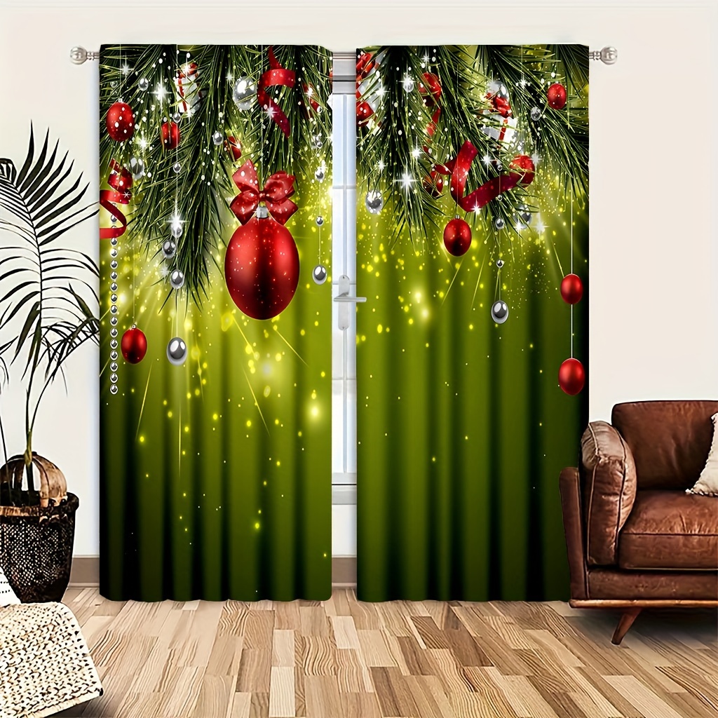 

Christmas-themed Curtain With Tieback - Machine Washable, Living Room & Bedroom Decor