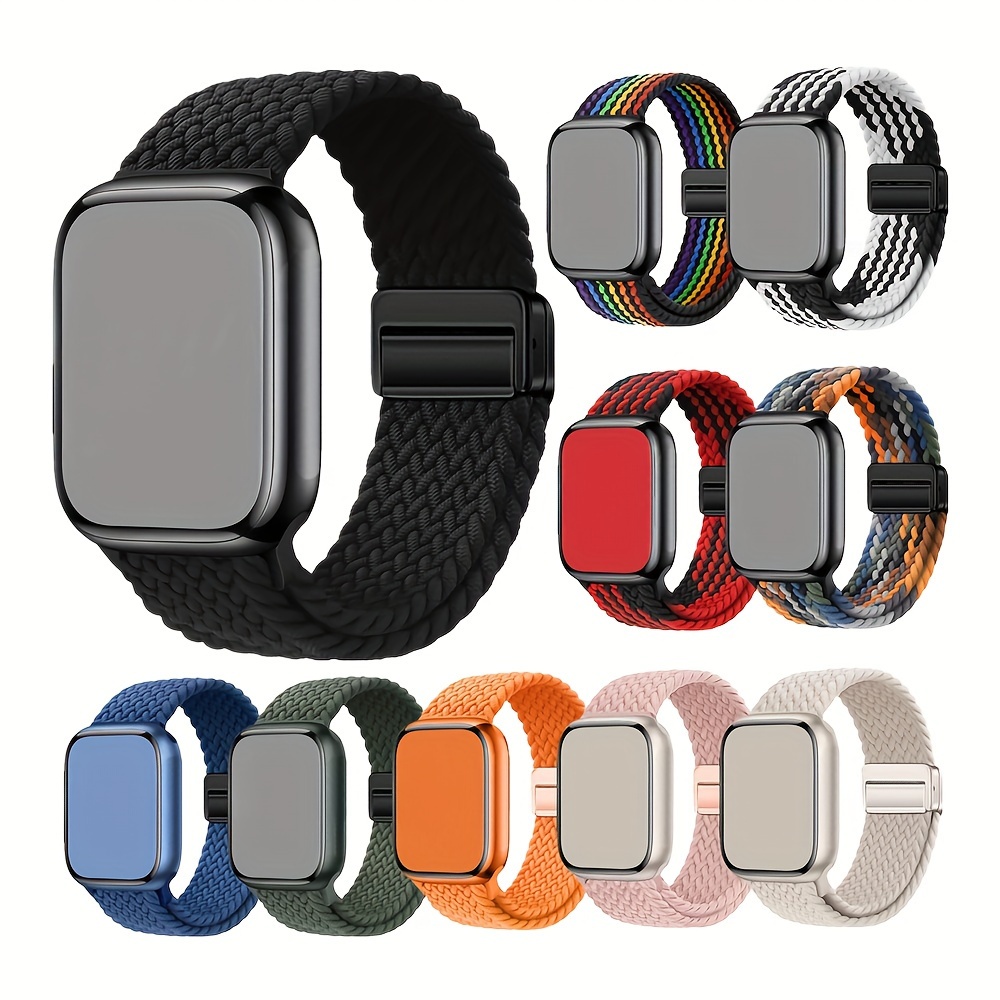 

Magnetic Clasp Braided Nylon Sport Watch Band For Watch 45mm 41mm 44mm 40mm 42mm 38mm, For Iwatch Series 9/8/7/6/5/4/3/2 Se Ultra 49mm