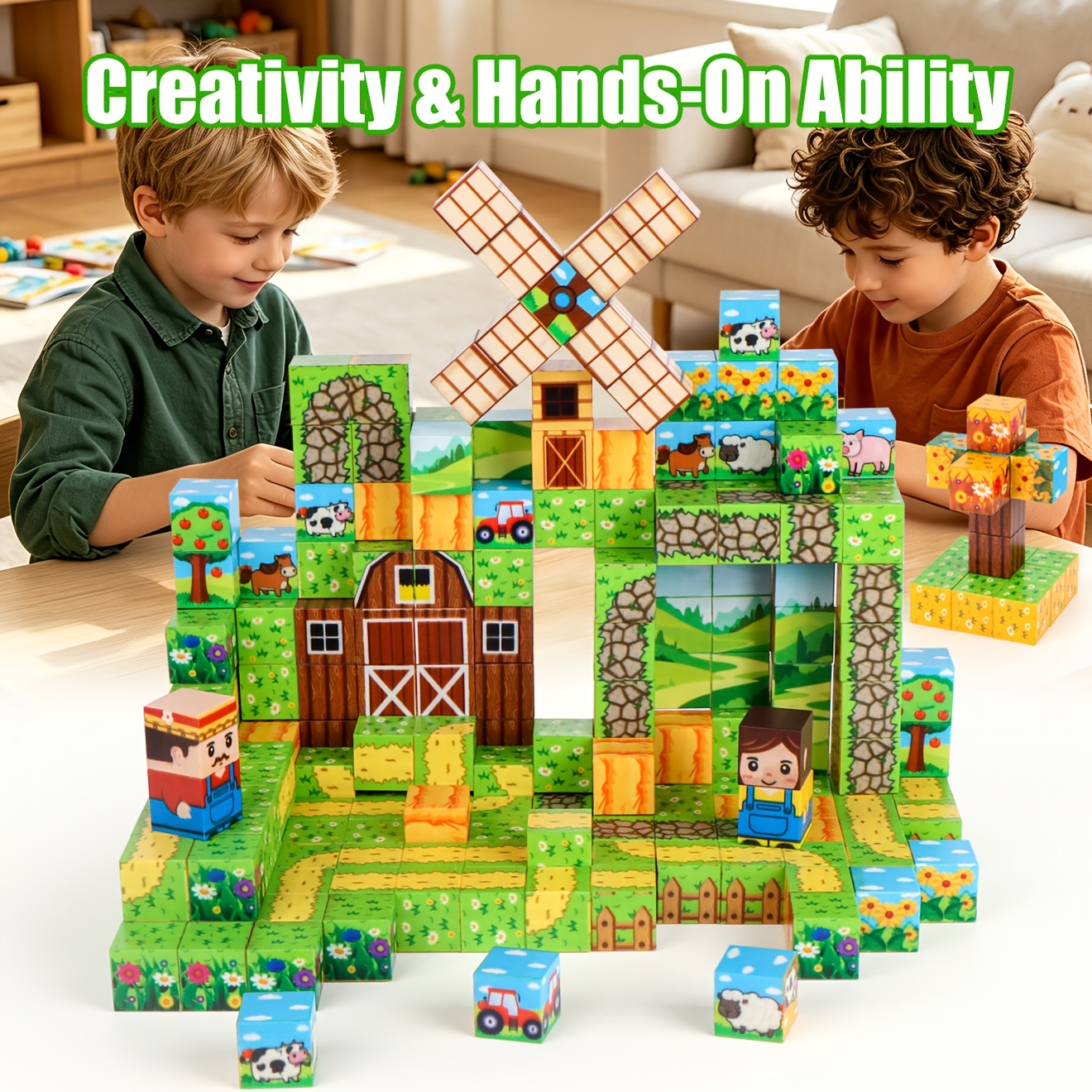 200pcs ZHENFINITY Magnetic Building Cubes, Dual-Scene Series