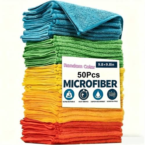 hot selling of 50pcs random color multifunctional cleaning towel set reusable quick dry towels multipurpose water absorbent cloths for home room bathroom cleaning