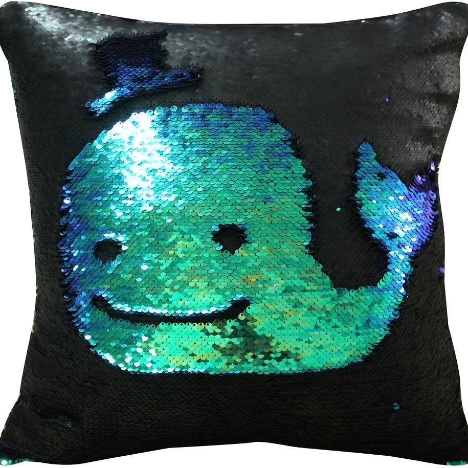 

1 16x16 Mocofo Reversible Sequin Throw Pillow Cover Without Inner Core.