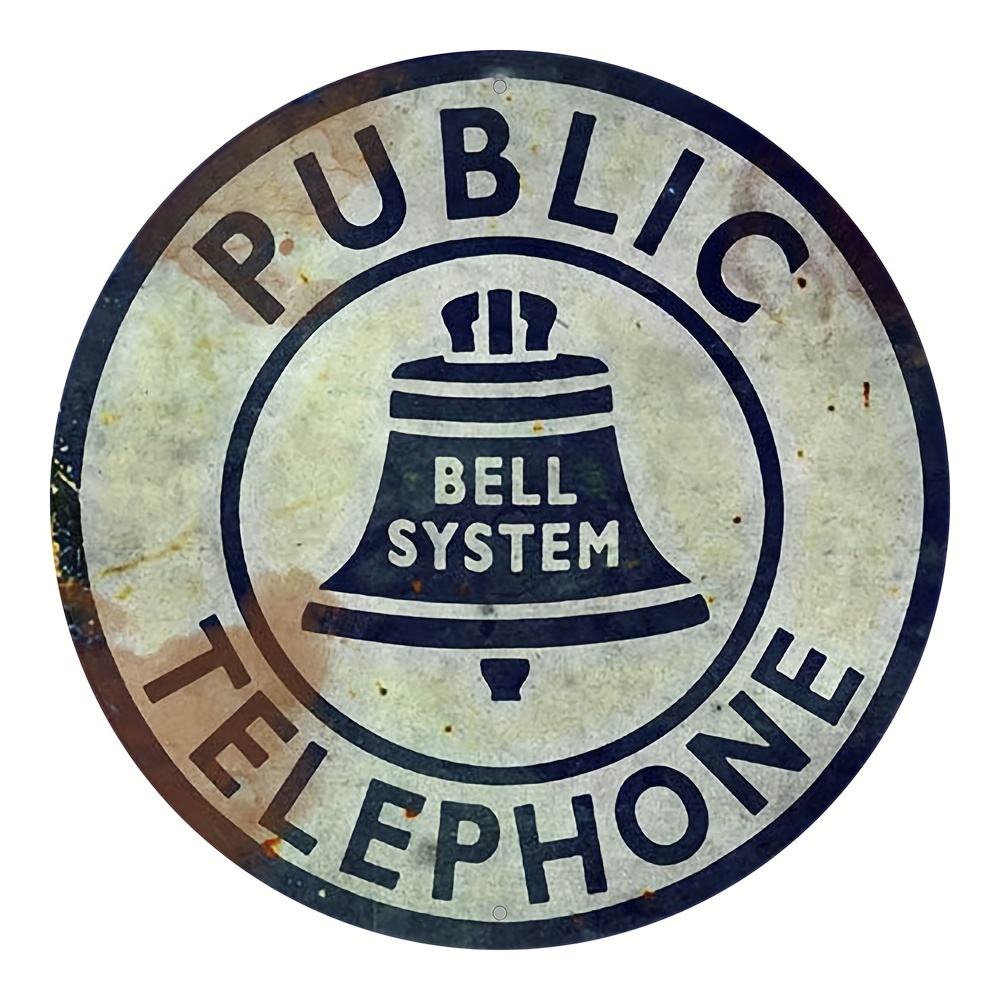 

1pc Round Vintage Metal Sign, "public Telephone", Aluminum Material With Uv High Definition Printing, Retro Style, For Indoor/outdoor Daily And Festive Decoration