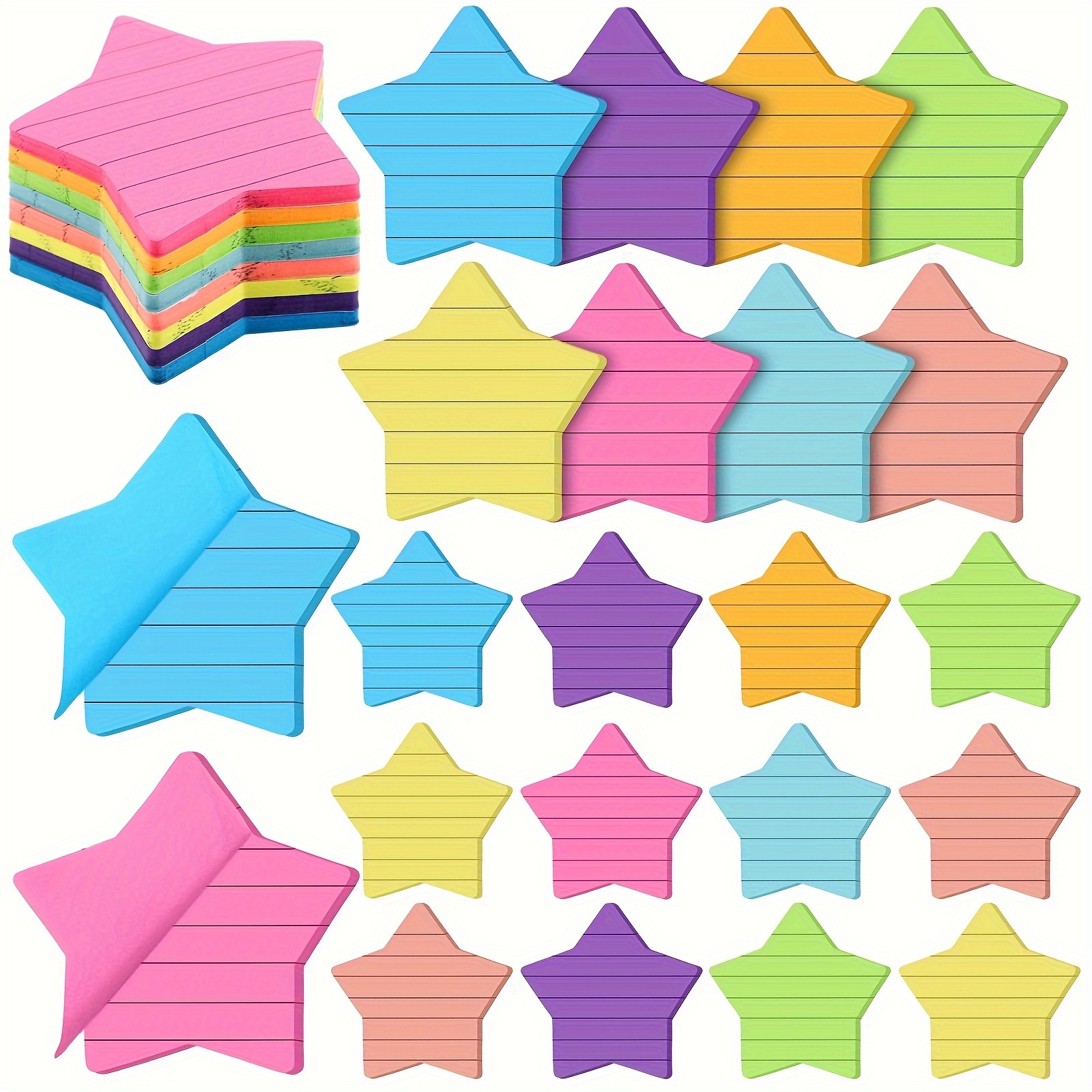 

8pcs Star Shape Lined Notes 6 Color Bright Pad /pad Self- Note Pads