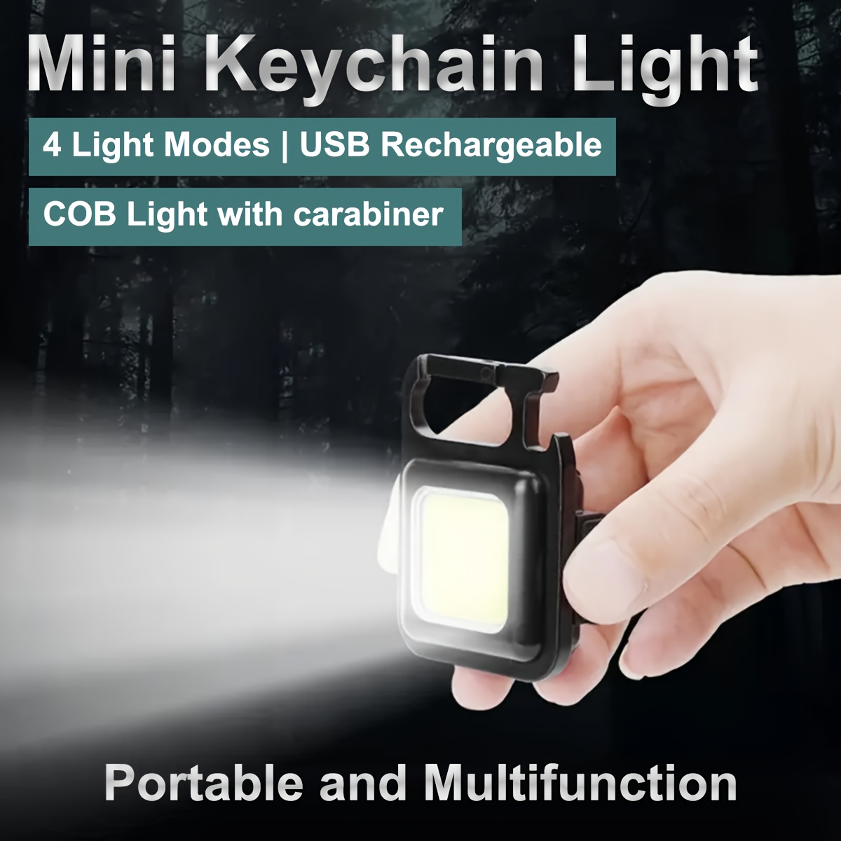 

Usb Rechargeable Mini Led Keychain Light With Carabiner - 4 Modes, Cob Portable Headlight For Camping, Hiking & Emergency Use (includes Battery)