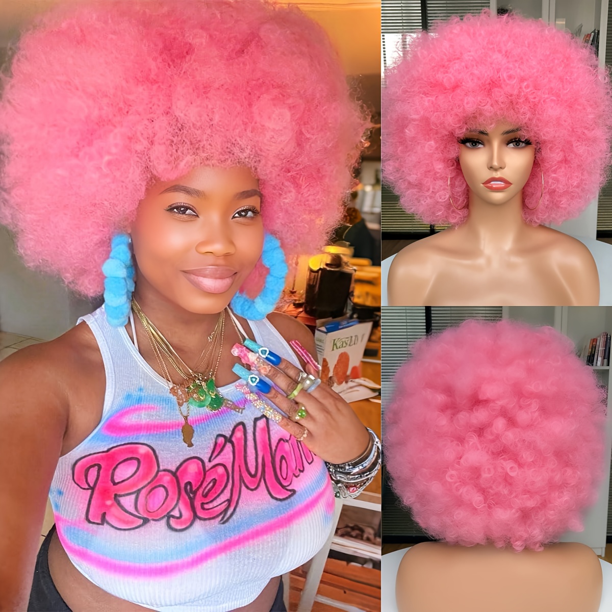 Afro-style Wig, Quirky Curly Wig, Suitable For, Large Elastic And Soft Wig, Role-, Suitable For Music Festivals