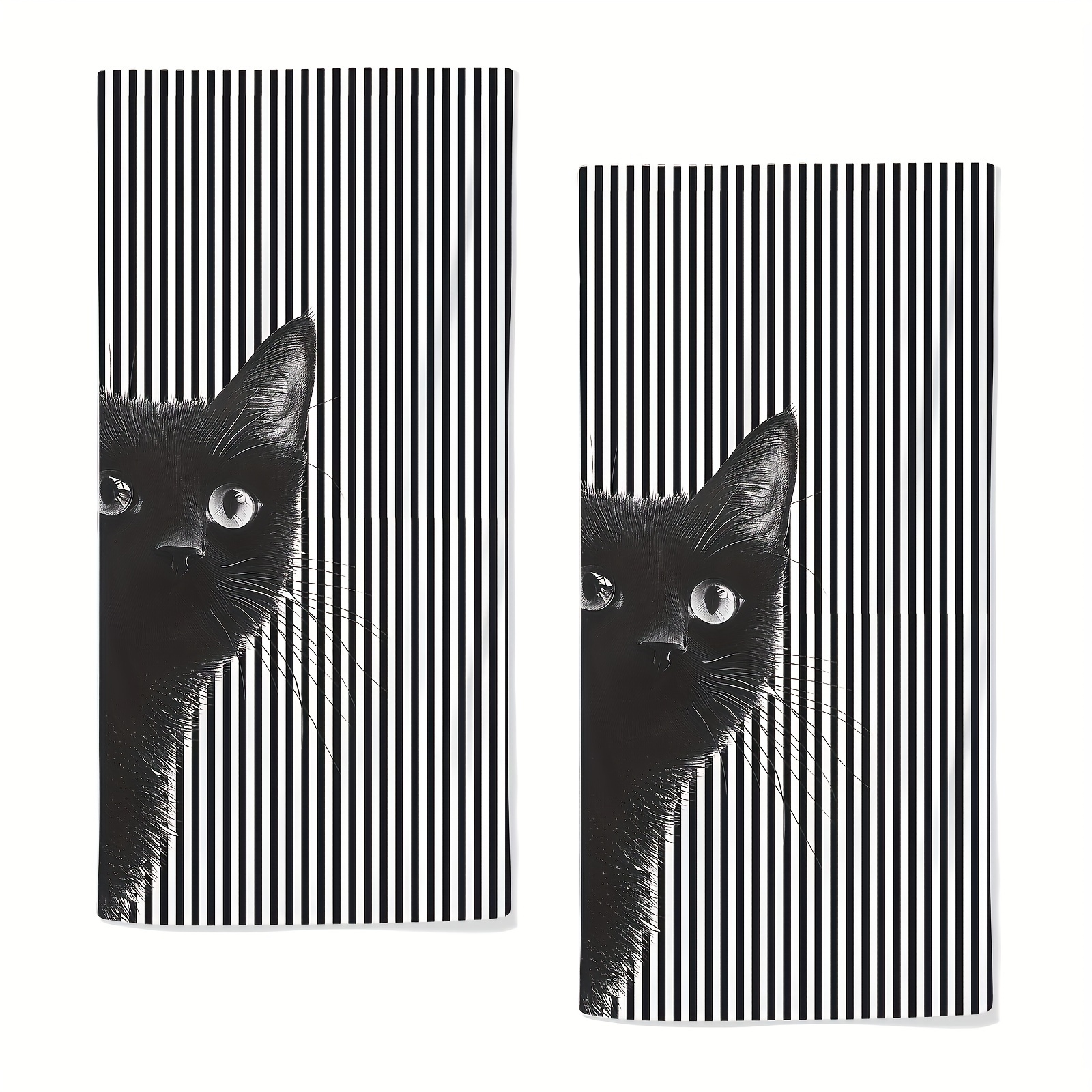 

Black Towel 2pcs Set Vertical Kitchen Towel High Absorbency Cute Cat Bathroom Towel Gym Hotel Sports Decoration Quick Dry Napkin