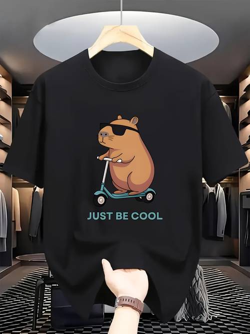 casual summer short sleeve t shirt for boys featuring a capybara design suitable for outdoor sports and summer in sizes 5 to 6 6 12 to 14 and 14 to 16 other additions not for for teenager