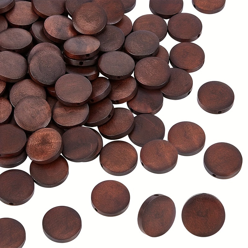 

100 Pieces Flat Round Wooden Beads 20mm Natural Wood Handmade Beading Accessories With Hole For Earrings Bracelets Jewelry Making