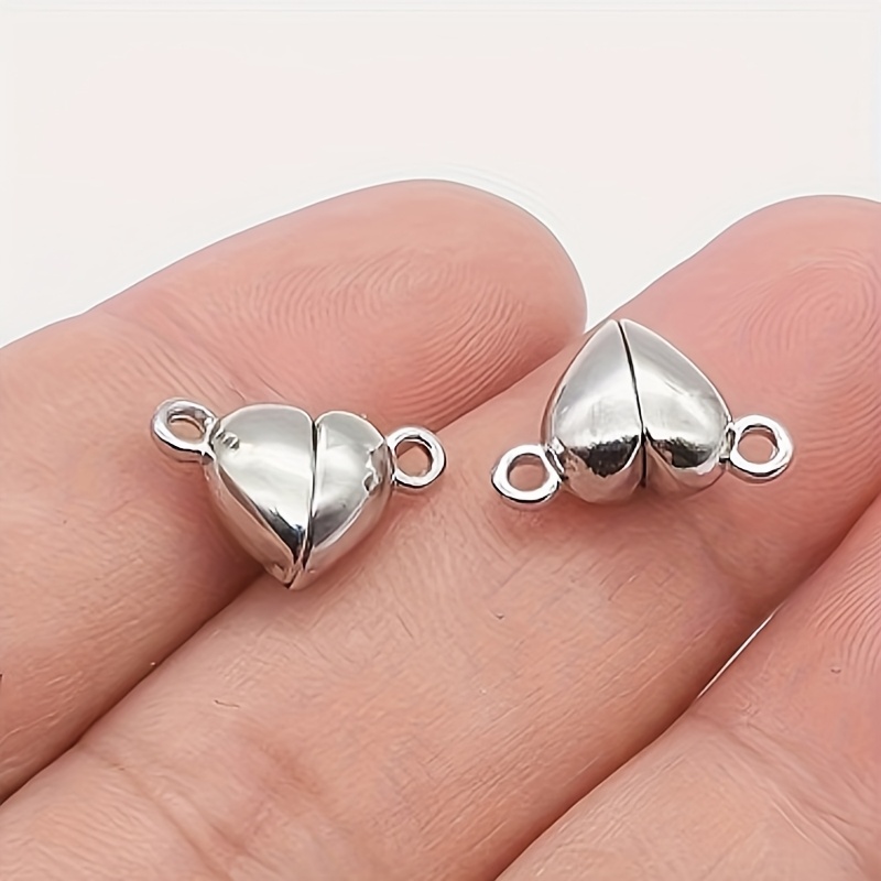 Image of 12 Set Silvery Heart Round Magnetic Snaps Connecting Accessories - Diy Jewellery Making Supplies For Necklace Bracelet Handcrafts