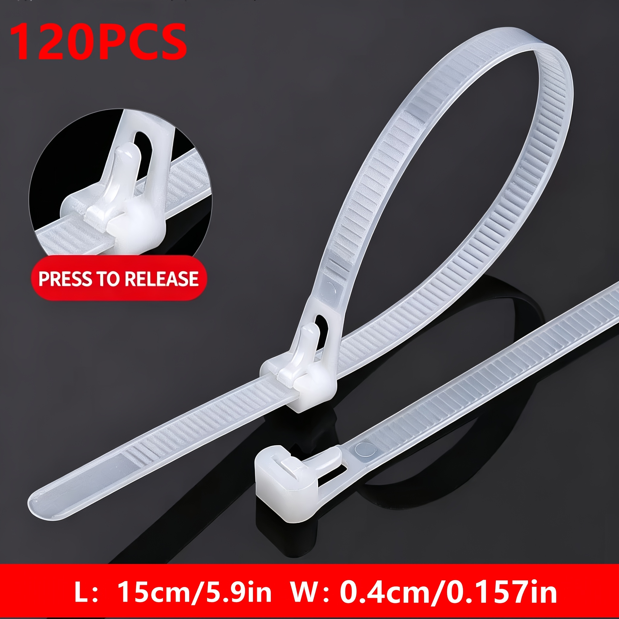 120pcs Reusable Self-locking Plastic Nylon Cable Ties - Fasteners, Space- Cable Management Solution, Cable Organizer, Ribbed Design Durable And Flexible, Indoor Outdoor Use Zip Ties