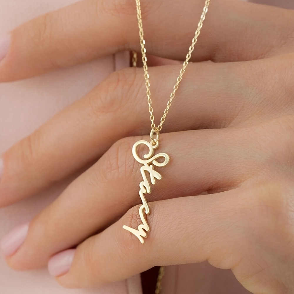 Women's Personalized Vertical Signature Pendant Necklace