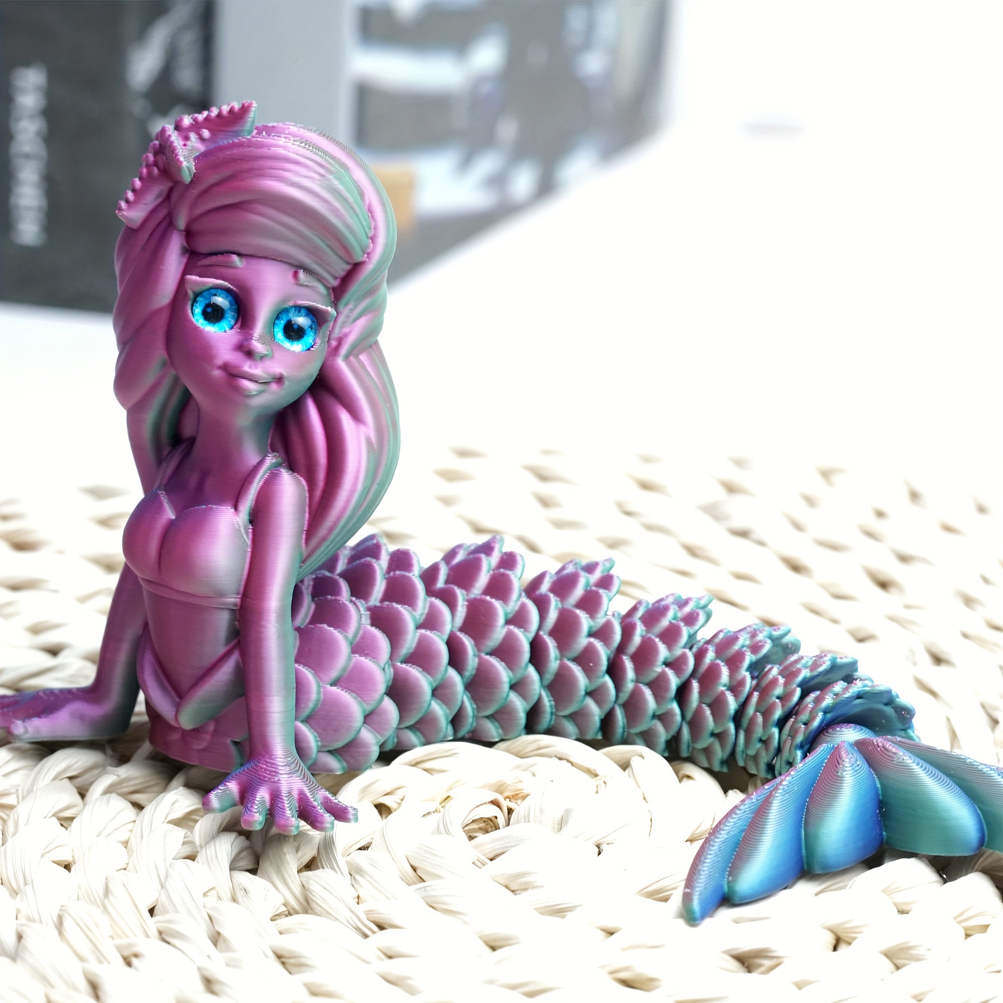 

3d Printed Mermaid Figurine - Articulated Ocean Animal Collectible, Decor, Ideal Christmas Or Halloween Gift