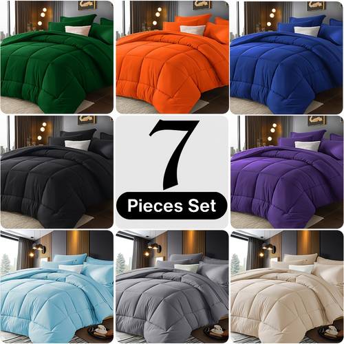 5 7pcs luxurious checkered comforter soft microfiber lightweight breathable and bed in a bag for with comforter flat sheet fitted sheet and pillowcases bed in a bag queen and king size