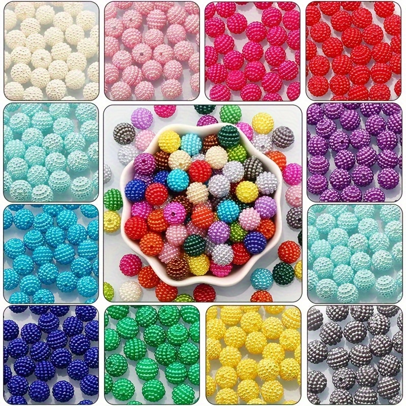 

500pcs 10mm Acrylic Berry Beads For Jewelry Making, Diy Crafts, Bracelets, Earrings, Decorative Accessories