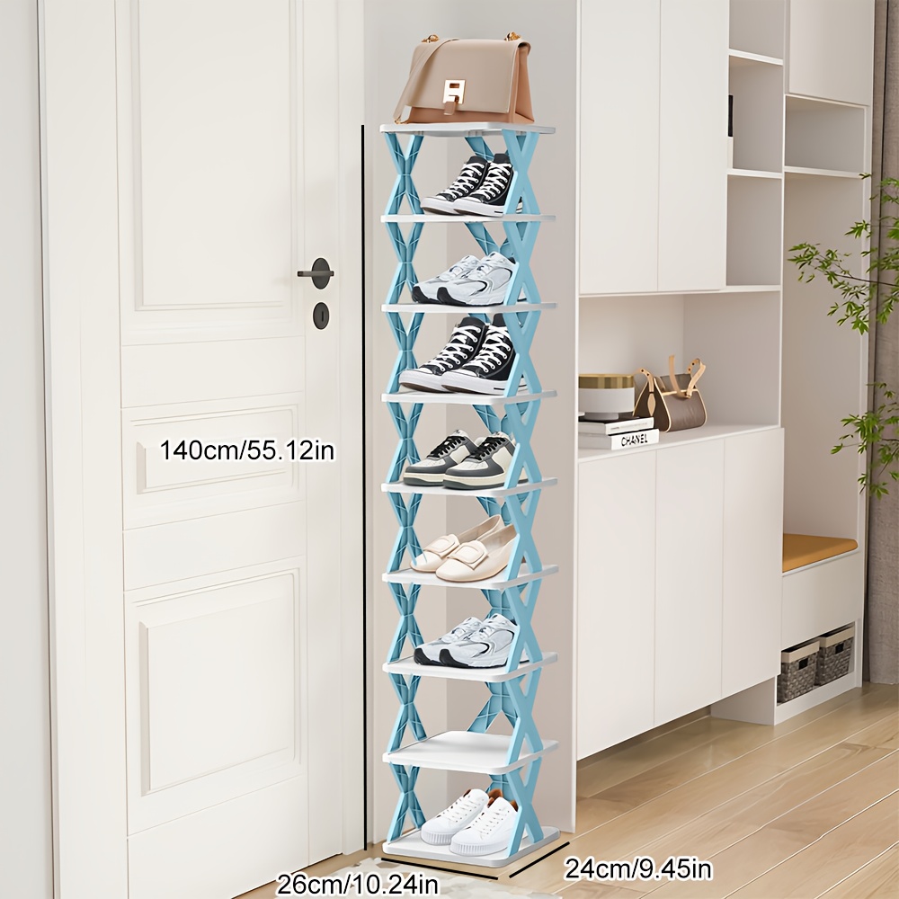TEMU Space Saving Corner Shoe Rack Organizer - Tall Narrow 9-tier Sturdy Plastic Shelf For 6-9 Pairs Of Shoes & Boots, Storage For Entryway, Closet,