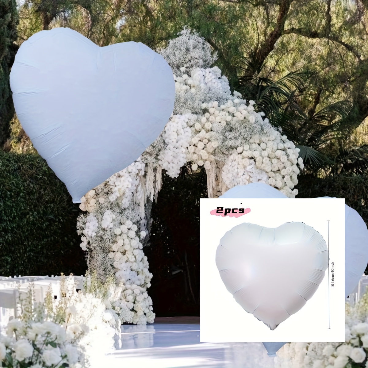 Image of 2pcs, 40-inch Giant Heart-shaped Aluminum Foil Balloon - Perfect For Birthday, Christmas, Proposal, Wedding, Anniversary Celebration, New Year, Festival Party, Birthday Celebrations & Party Scenes