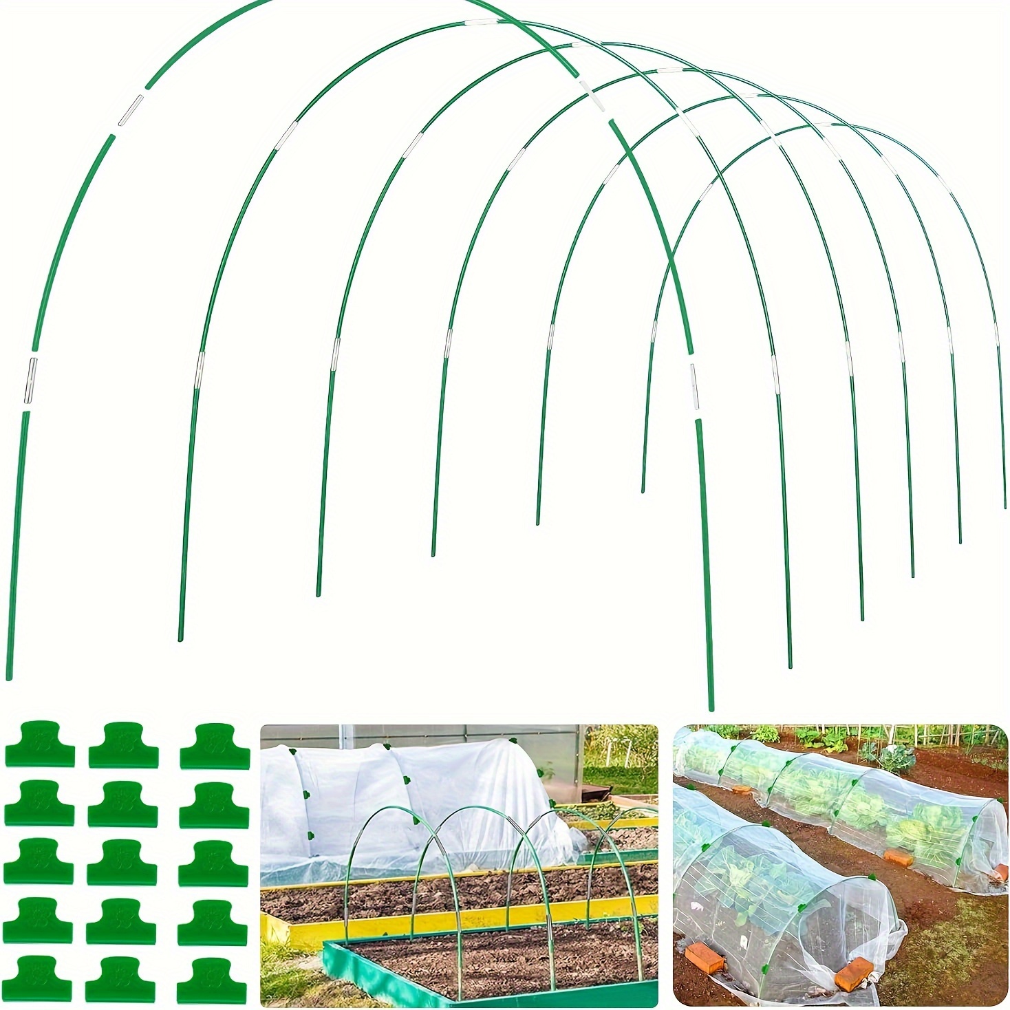E-shop Gartenbögen für Hochbeete, 36 8 Ft (ca. 2,4 m) Garten Tunnelbögen für Reihenabdeckungen, Gewächshaus-Tragebögen, Pflanztunnel, für