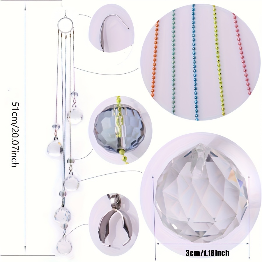 Crystal Ball Prism Sun Catcher Hanging Decor For Home, Garden Ornament 20in