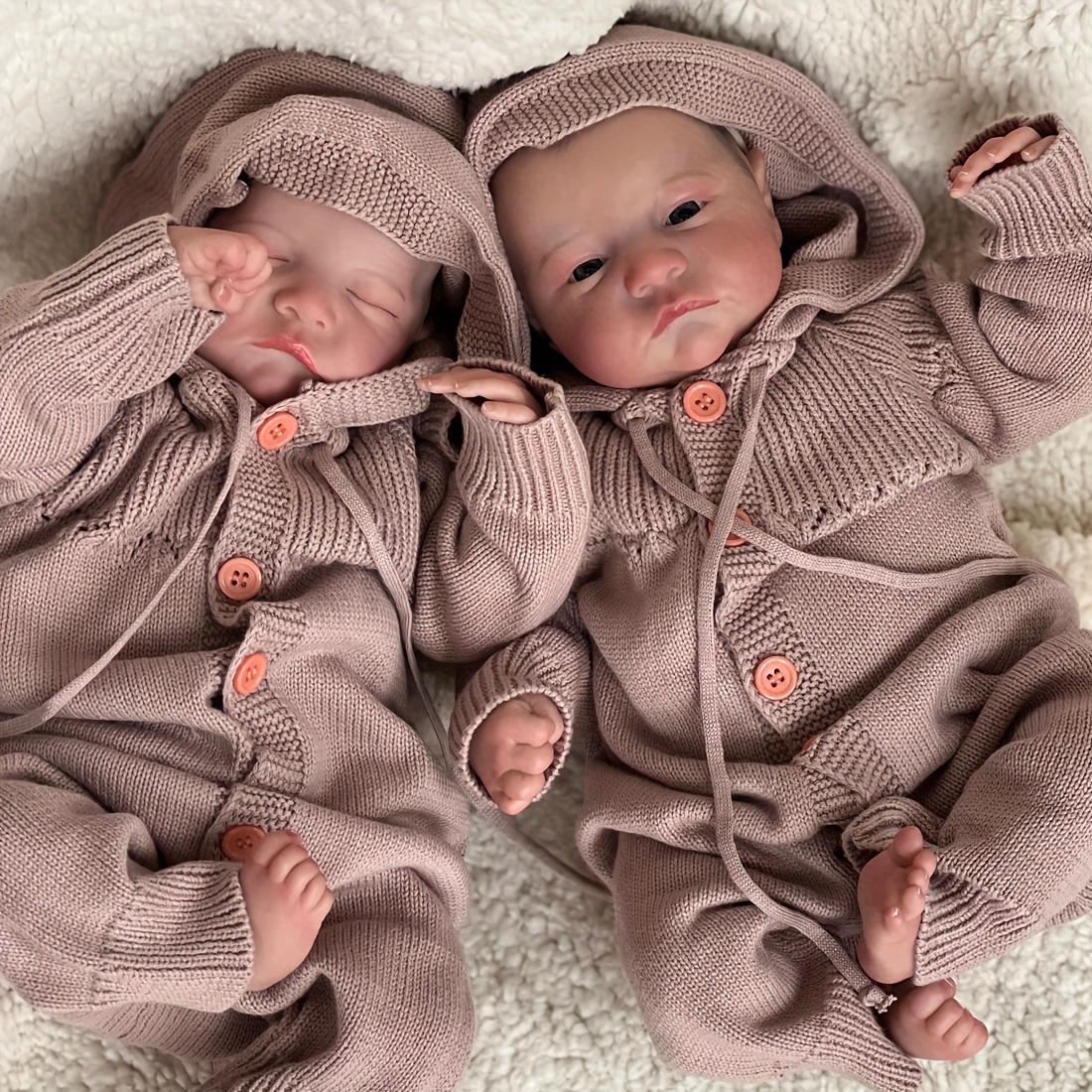 finished dolls twins boy girl realistic soft Temu