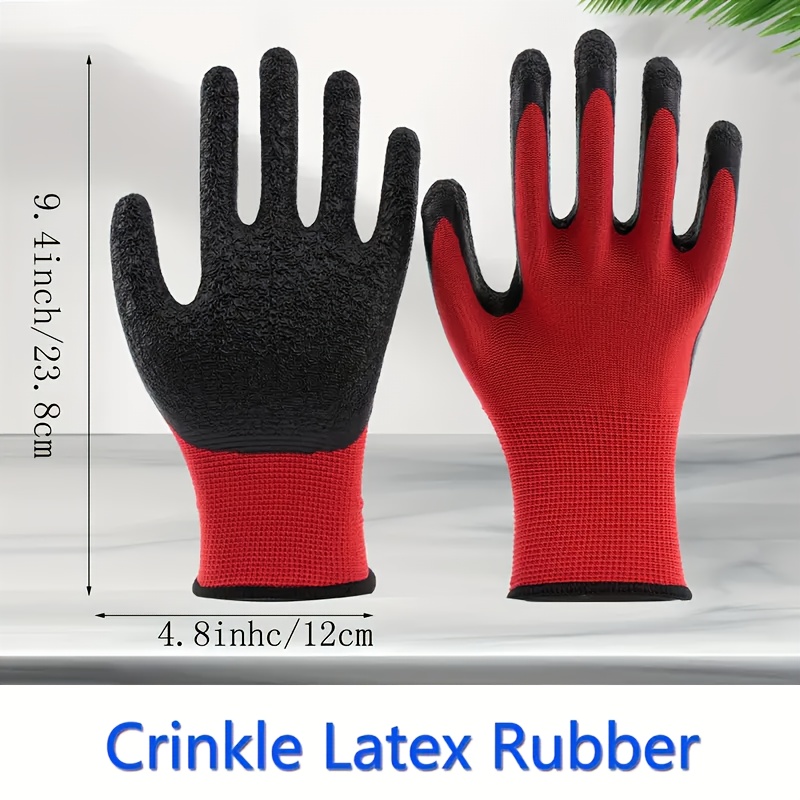 20pcs 10 pairs pu coated nylon safety gloves red black anti slip foldable washable lightweight   for work construction gardening durable protective gloves construction   outdoor workers 3