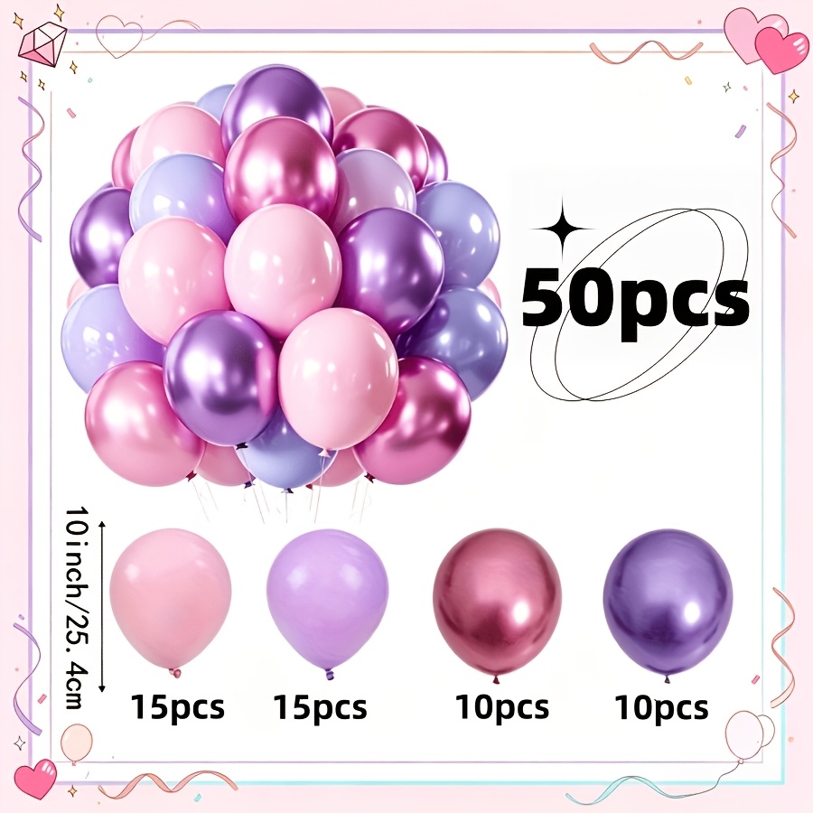TEMU 50 globos de látex metálicos rosa y - , baby shower, boda, aniversario y graduación, y, temática de princesa, revelación de género, de con